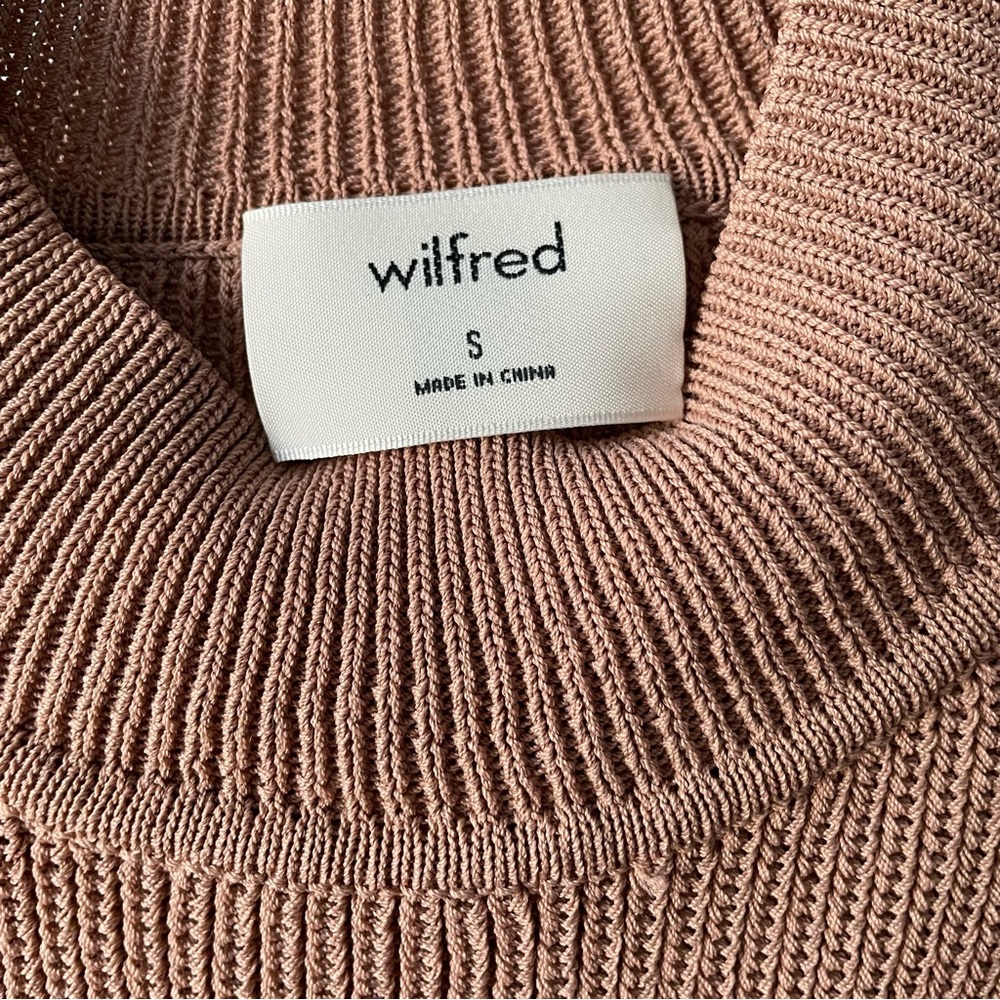 Wilfred by Aritzia Salome Ribbon Sleeve Crop Sweater Sz. S - Picture 3 of 9